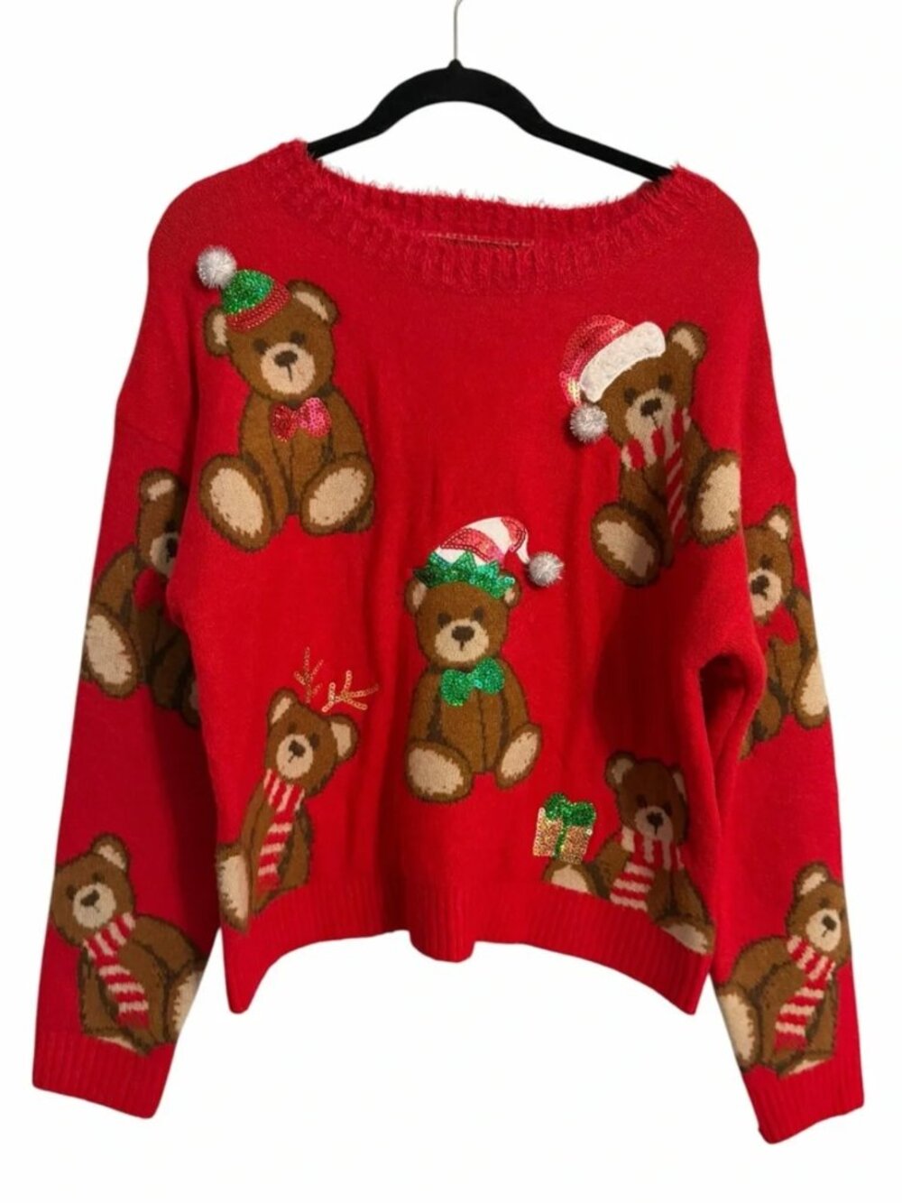 33 Degrees Sweater Womens Size Small Red Teddy Bear Christmas Sweater. Nwt